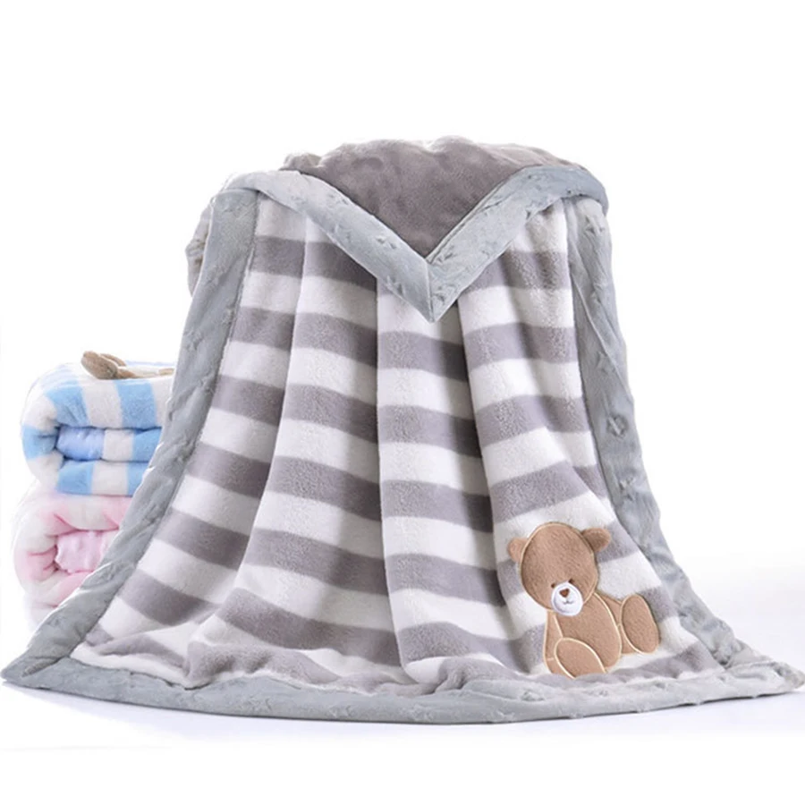Двухслойное утепленное детское одеяло, зимнее теплое, 75x100 см, детское Фланелевое Пеленальное Одеяло для новорожденных
