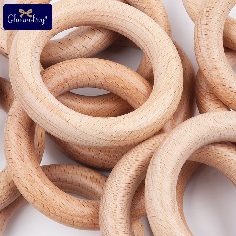Bpa Free Beech Wooden Ring Baby Teether Teething Ring Round DIY Pacifier Chain Bracelet Accessorie Toys 5Pcs 40/54/70/80mm teething toys,baby teething toys