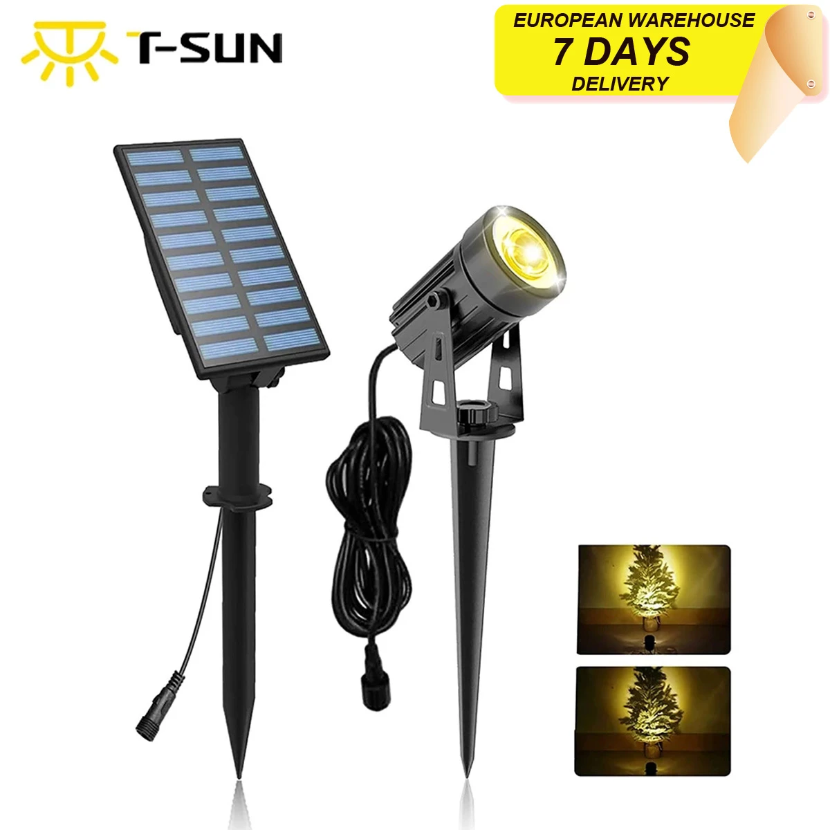 T-SUN LED Solar Spotlights Purple Waterproof Outdoor Security Landscape Lamps 2 Pack Auto-on/Auto-Off by Day Pool Area Patio Yard Stairs Garden 180 Angle Adjustable for Tree Driveway 