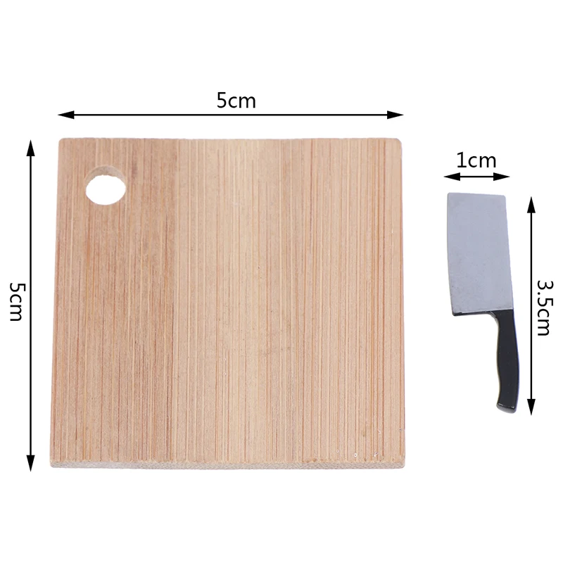 

2Pcs Kitchen Food Knife Chopping Block Cut Vegetables Mini Doll House Decoration Gifts Dollhouse Miniature
