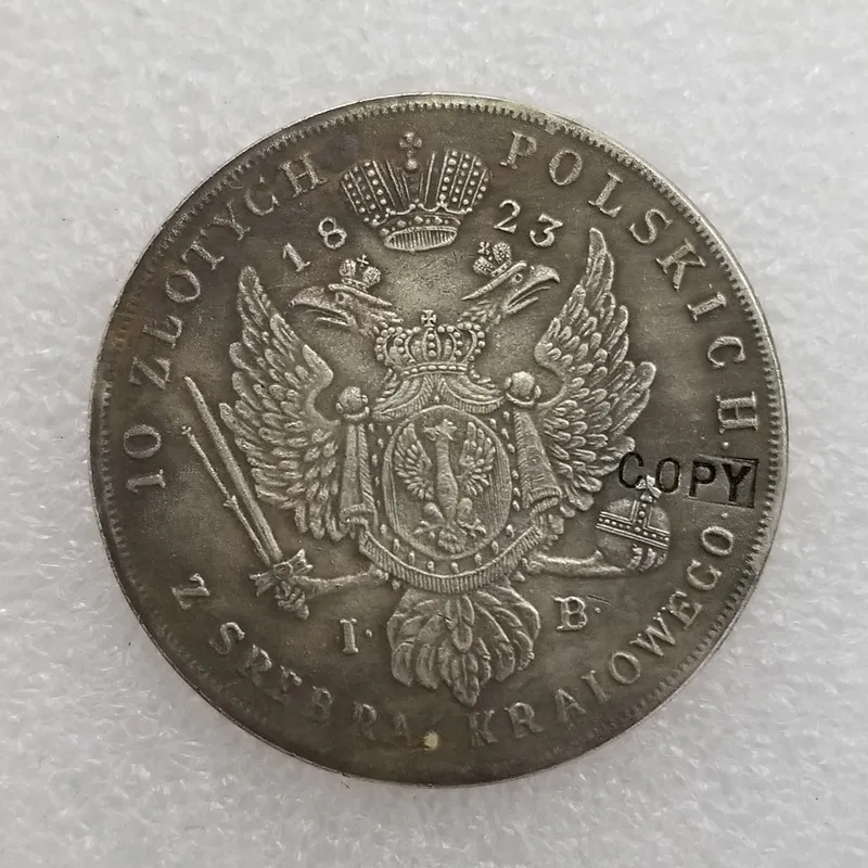 1823 1823,1824, 1825, Польша 10 ZLotych Polskich-Aleksandr I имитация монеты - Цвет: 1823