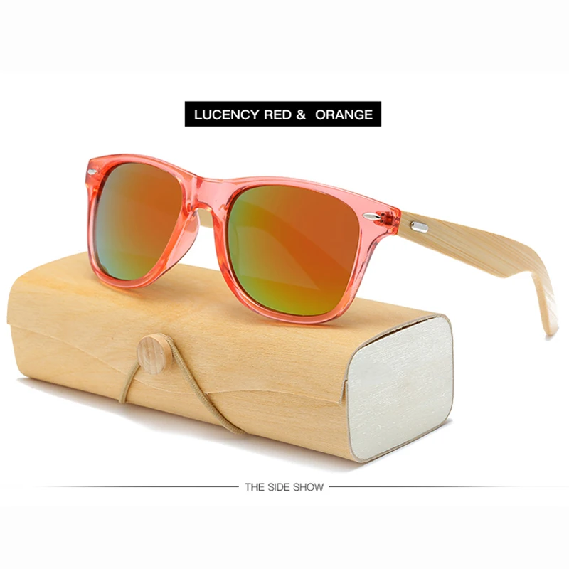 Деревянные солнцезащитные очки для мужчин и женщин, квадратные, бамбуковые, женские, для мужчин и женщин, зеркальные солнцезащитные очки, Ретро стиль, de sol masculino,, ручная работа, чехол