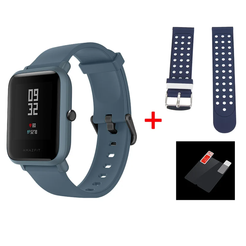 blue and blue Английская версия Amazfit Bip Lite умные часы Huami Amazfit Bip LITE Мужские часы 45 дней Срок службы батареи 3ATM водонепроницаемые часы - Цвет: blue and blue