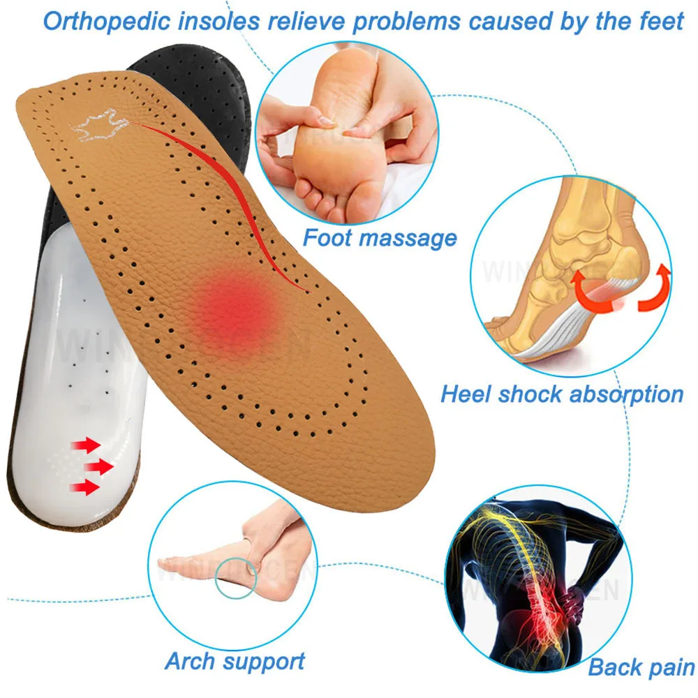 Кожаная ортопедическая стелька для плоскостопия, поддержка свода стопы, ортопедическая обувь, стельки для ног для мужчин и женщин и детей, бычья нога