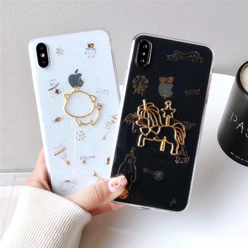3D милый Единорог свинья Прозрачный чехол для телефона iPhone 7 Xs Max 8 6s Plus Xr X