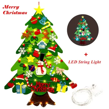 

Felt Christmas Tree with String Light Hanging Decor Kids Toys Christmas Decor For Home Party arbol navidad decoración fieltro