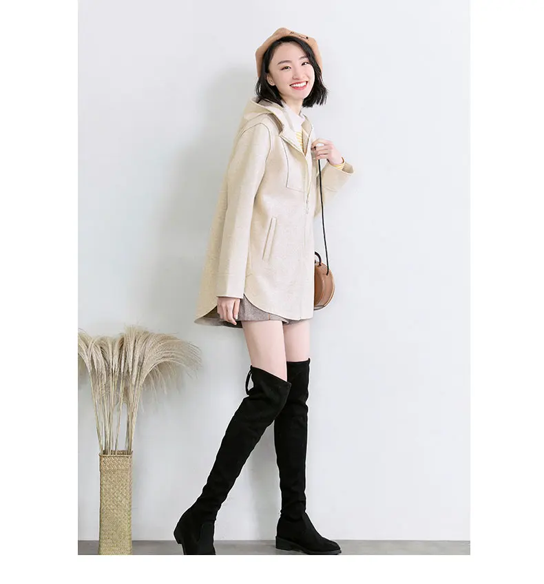 Free Breath Autumn Hooded Middle Long Coat Women's New Style Spring And Autumn Korean-style Loose-Fit Sportswear Coat Women