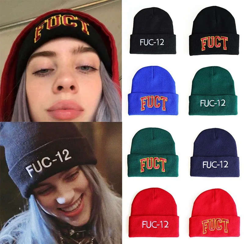Вышивка Billie Eilish Beanies шапки с манжетами простая вязаная шапочка теплые зимние вязаные головные уборы для мужчин и женщин хип-хоп повседневные с манжетами шапочки