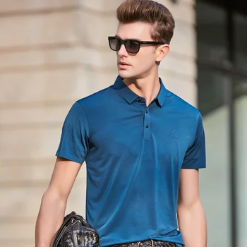 

Hollirtiger Cooling Summer Short Sleeve Polo Shirt Man Fashion 3D Print Logo Casual Men's Polo Shirts Dark Blue Polyester Tops