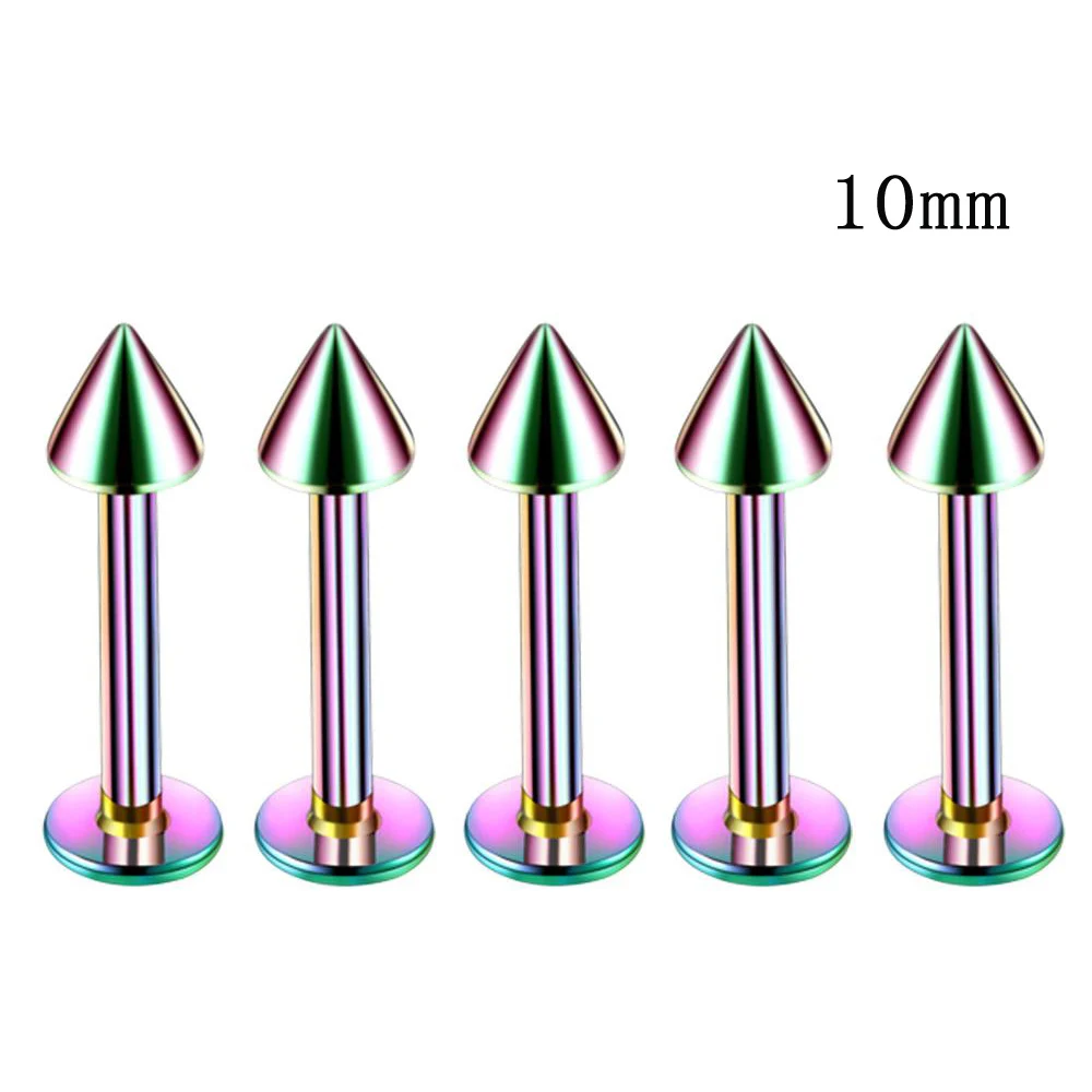 Colorful cone10mm1pc Пирсинг для губ Larbet стержни 14 шт./лот из нержавеющей стали Лабрет для губ кольца для губ ювелирные изделия для тела сексуальные женские аксессуары - Окраска металла: Colorful cone10mm1pc