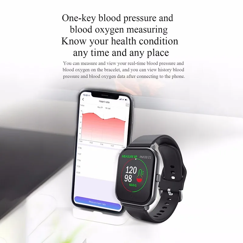 Smart Bracelet 1.3 inch Heart Rate Tracker Sports Wristband T55 Pk P70 for Phones Men Waterproof Smart Watch Fitness Bracelet