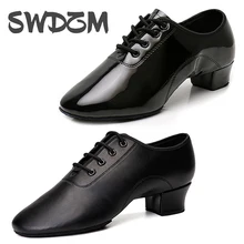 

SWDZM Men Latin Dance Shoes Black Low Heels Ballroom Men's Dancing Shoes for Boys Tango Salsa Rumba Modern Jazz Dance Sneaker