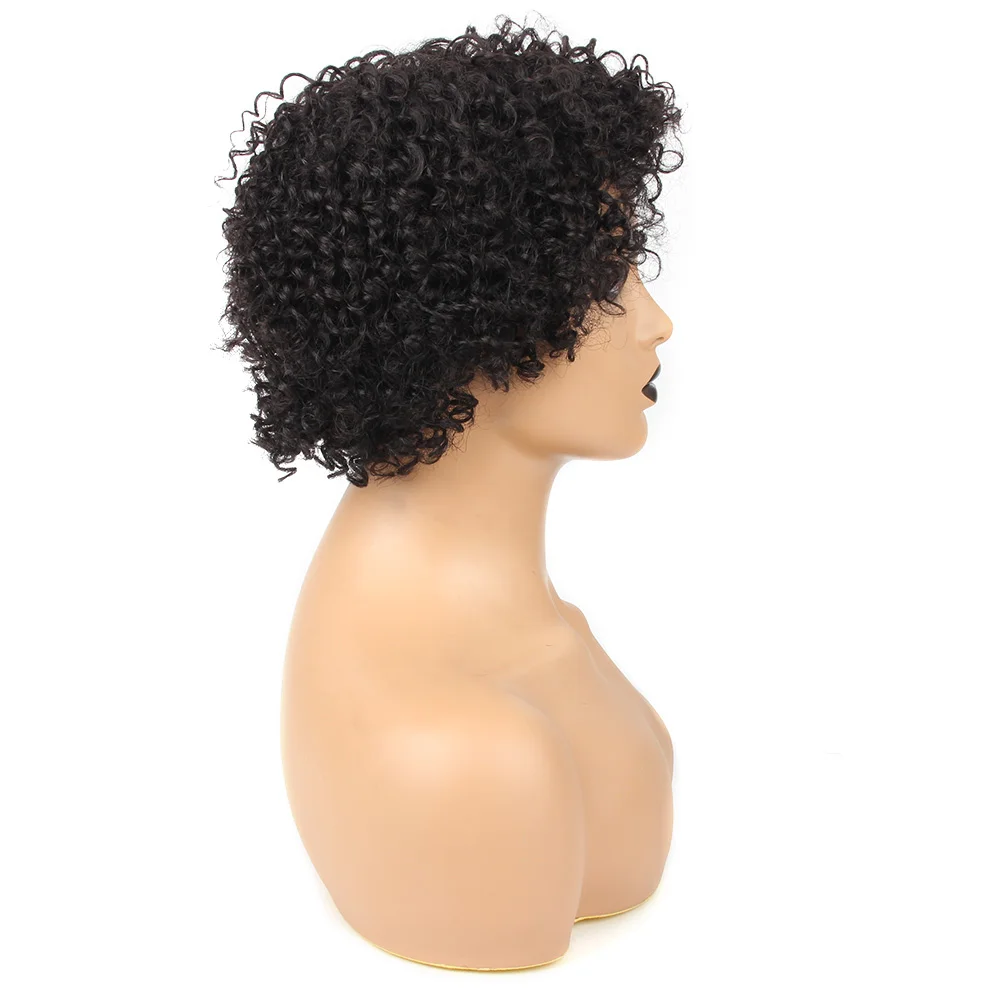 Brazilian Remy Hair Jerry Curl Wig Human Hair Wigs with Bangs Short Human Hair Wigs for Black Women Short Wig Peru