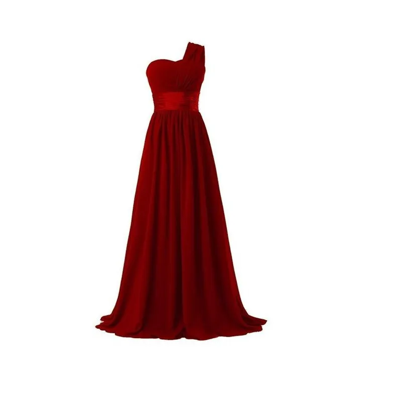 ТРАПЕЦИЕВИДНОЕ шифоновое на одно плечо милые плиссированные элегантные платья подружки невесты свадебные вечерние платья robe de soiree со шнуровкой сзади - Цвет: Burgundy 44