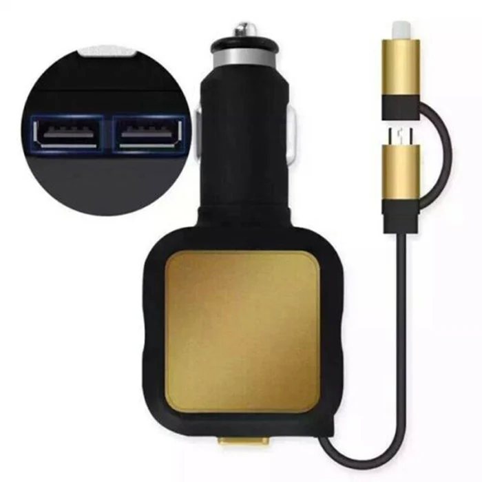 2 в 1 выдвижное автомобильное зарядное устройство двойной USB адаптер питания зарядка для мобильного телефона CSL88