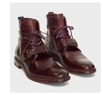 

Men PU Leather Shoes Low Heel Casual Shoes Dress Shoes Brogue Shoes Spring Ankle Boots Vintage Classic Male Casual TV298