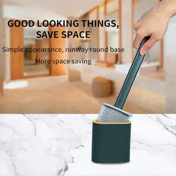 

TPR Toilet Brush Rubber Head Holder Cleaning Brush For Homes Toilet Wall Hanging Household Floor Cleaning Bathroom Accessories