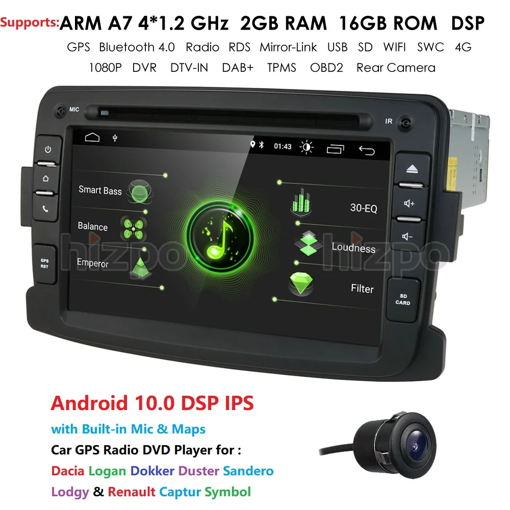 Специальный автомобильный DVD проигрыватель 7 дюймов Android 10 0 для Dacia Logan Dokker Duster Sandero