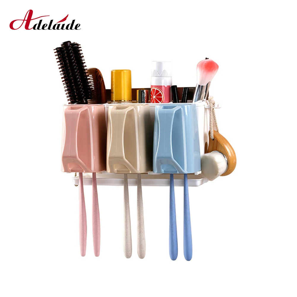 

Suction Toothbrush Holder Set Hooks On The Wall Shelf Creative Bathroom Organizer Rack no drilling Bathroom toothbrush shelving
