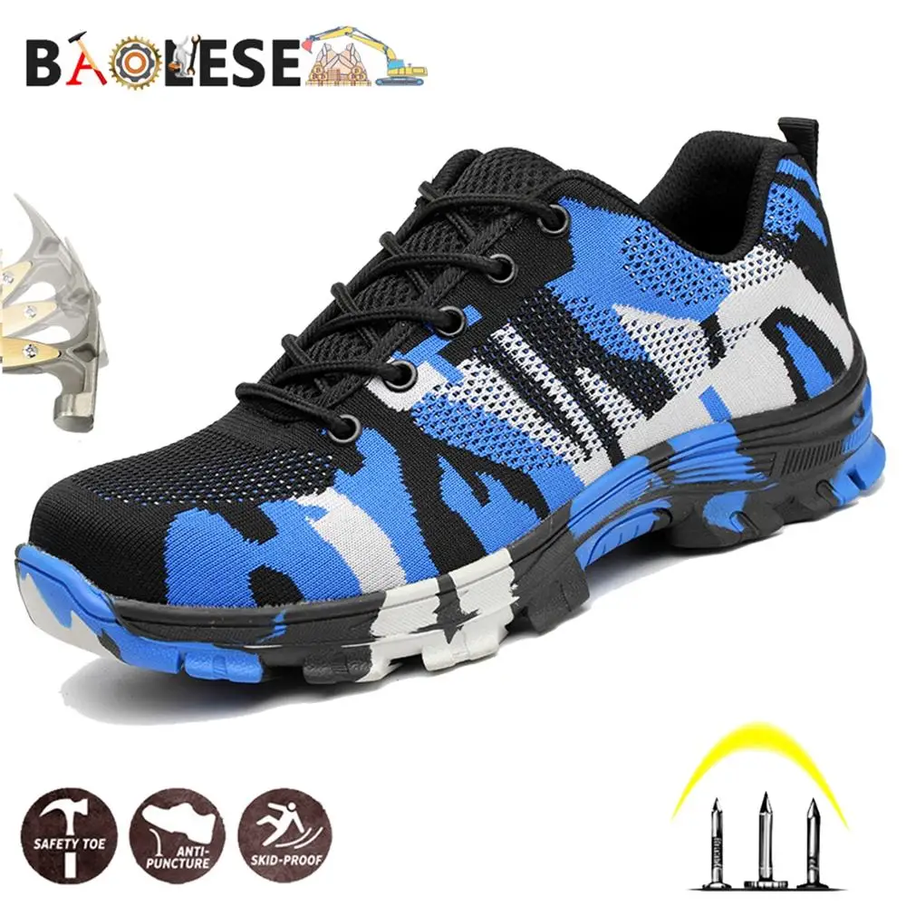 

BAOLESEM New Man Safety Shoes Man Work Shoes Male Work Safety Steel Cap Shoes Anti-piercing Mens Work Sneakers Breathable Shoes