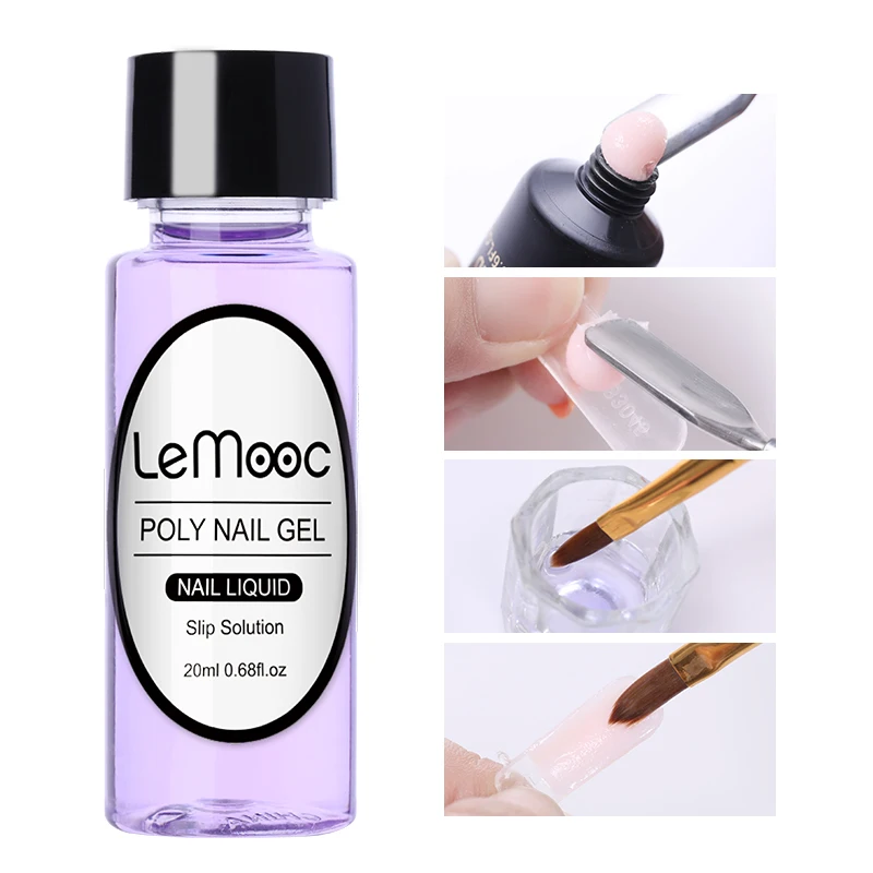 

LEMOOC 20ml Quick Builder Poly UV Gel Nails Permanent Liquid Slip Solution Painless Acrylic Nail Art Extension Tools