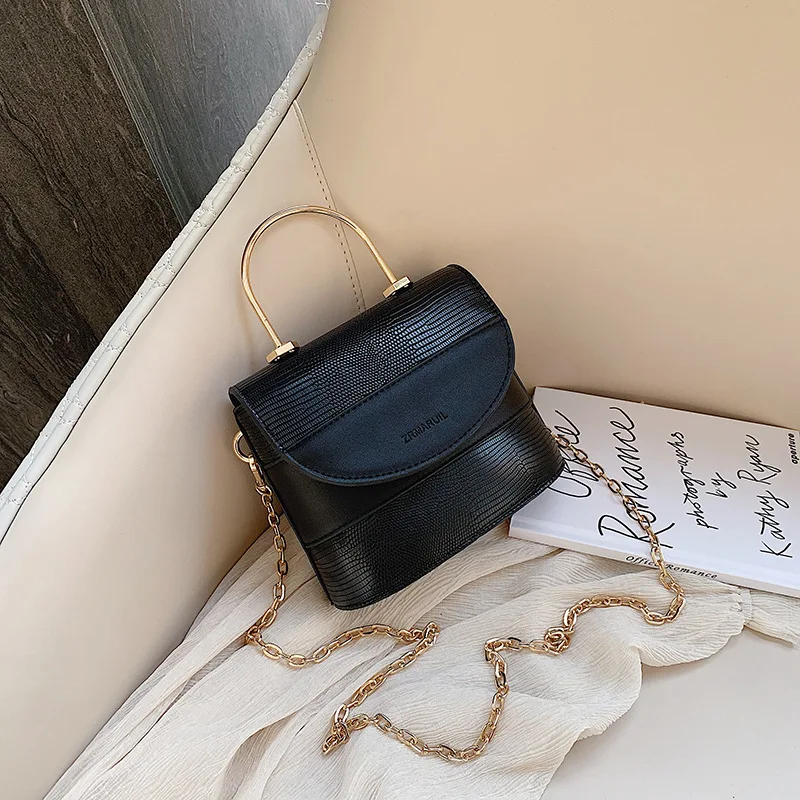 

Summer Small Bag Woman 2019 Foreign Temperament Feel Bucket Bag Metal Handbag Single Shoulder Oblique Span Bag Chain Bag