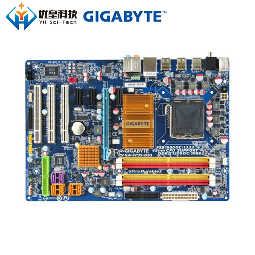 Оригинальная б/у настольная Материнская плата Gigabyte GA-EP35-DS3 P35 LGA 775 Core 2 Extreme/Core 2 Quad/Core 2 Duo DDR2 ATX