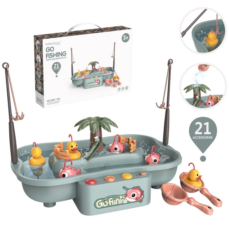 2021 Child Toy Magnetic Fishing Music Electric Circulation Fishing Duck Fishing Platform Water Play Game Toys for Kids Gift 7