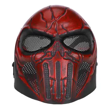 

Mask Tactical Horror Red TPR+EVA Outdoor Sports Safety Airsoft Full Protection Skull Mesh Halloween Paintball Scary Protector