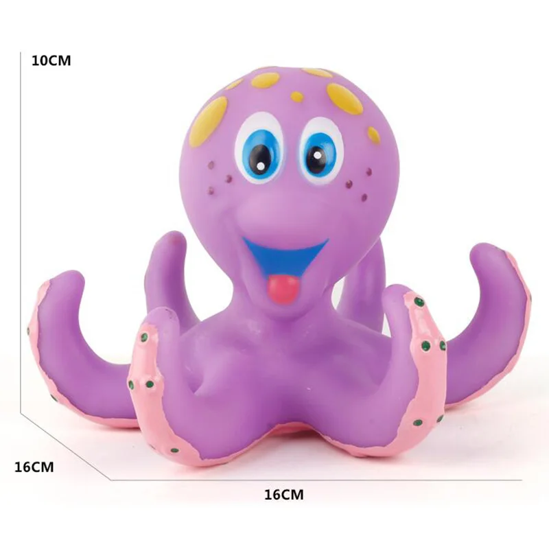 High Quality Cute Octopus Bath Toys with 5pcs Floating Ring Toss Game Bathtub Bathing Squeeze Sounding Dabbling Toys for Kids
