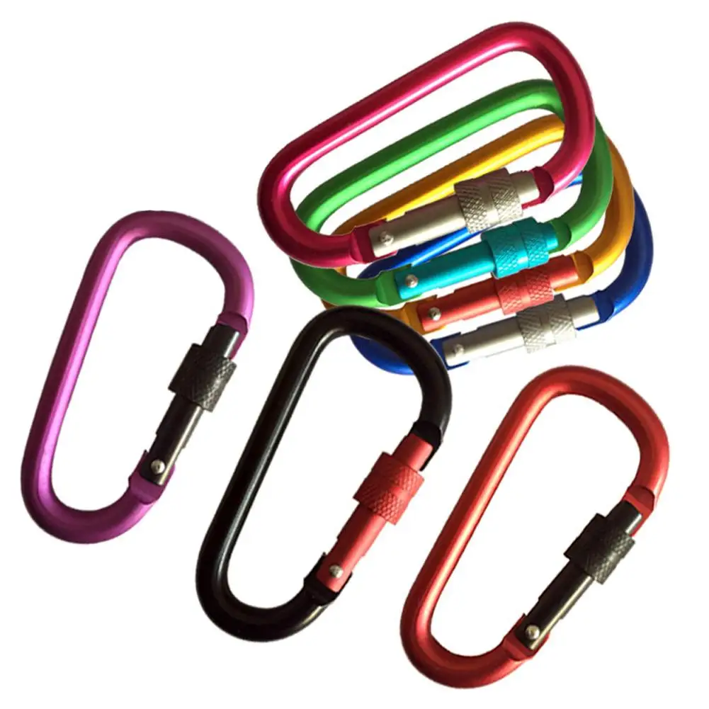 

Climbing Carabiner Keychain Safety Outdoor Pendant Aluminum Alloy Thread With Lock Mini Buckle Hook For Mountaineering Camping