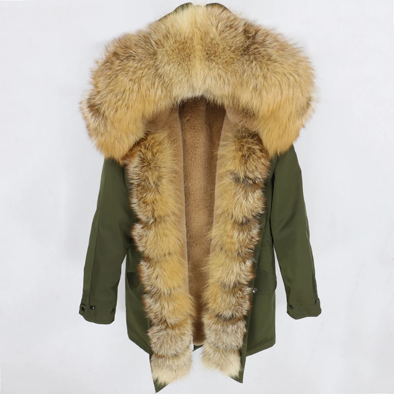 green red fox fur Длинная парка водонепроницаемое пальто натуральный Лисий меховой капюшон, воротник зимняя куртка женская верхняя одежда Съемная Толстая теплая уличная - Цвет: green red fox fur