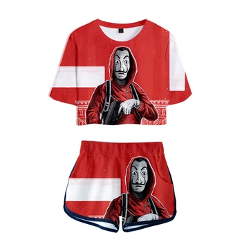 

New Printed Women Salvador Dali two piece set New design Oversize short sleeve and Short Salvador Dali Pants O-neck Summer Set