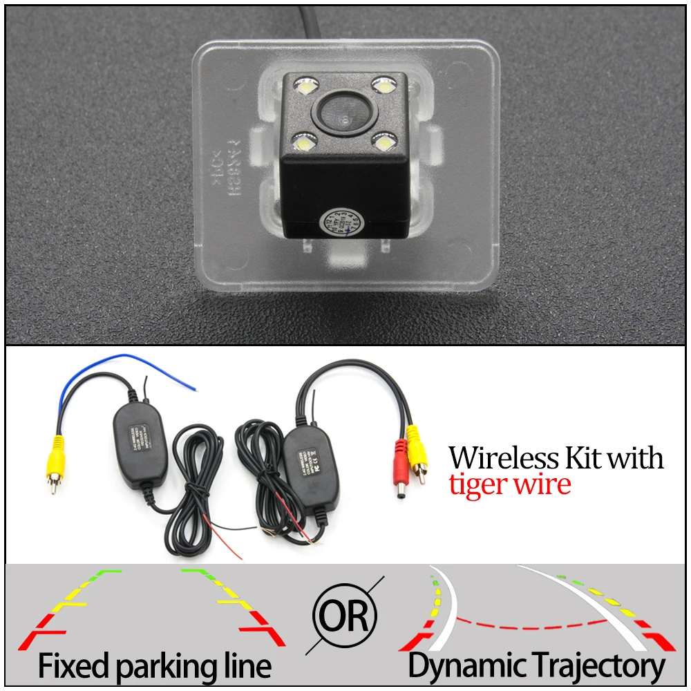 Фиксированная или динамическая траектория Автомобильная камера заднего вида для Kia Optima K5 2012 2013 Автомобильная обратная резервная принадлежности для парковки - Название цвета: 4LED N Wireless