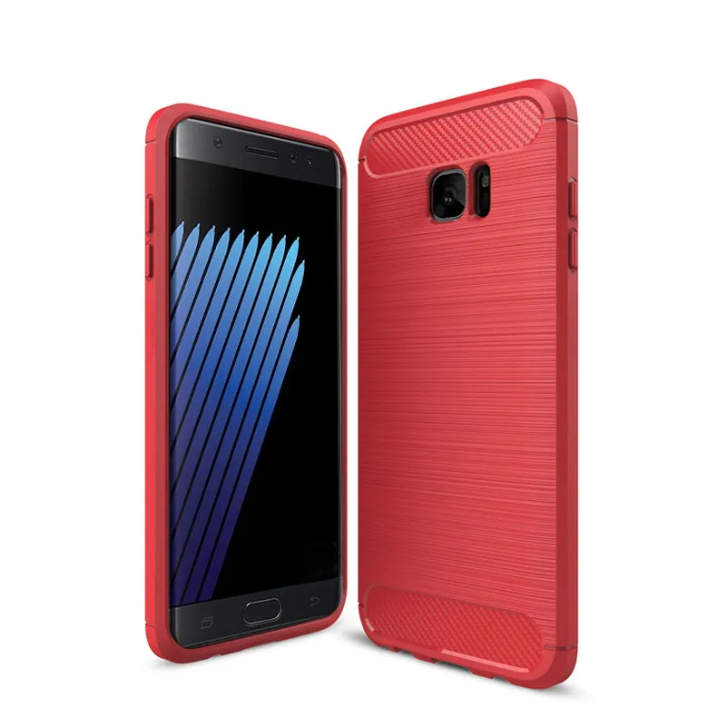 20 шт. для samsung Galaxy Note fe Fan Edition чехол из углеродного волокна Мягкая силиконовая задняя крышка прочная петля для samsung Note 7(P828 - Цвет: Красный