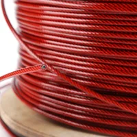 HQ RW01 RED PVC Plastic Coated Galvanized Steel Wire Rope Flexible Cable for Clothesline Fence Trellis 2-8MM Diameter 2
