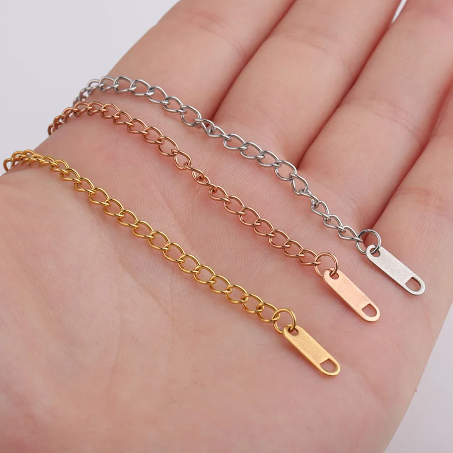 

20pcs/lot 7cm Extension Chain Tail Chain with Long Tag DIY Ornament Accessories Mirror polish Stainless Steel Plating