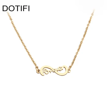 

DOTIFI Stainless Steel For Women Eternal Love 8 Words Pendant Necklace Gold and Silver Color Necklace Engagement Jewelry