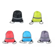 Рюкзаки с застежкой шнурком со светоотражающей полоской для