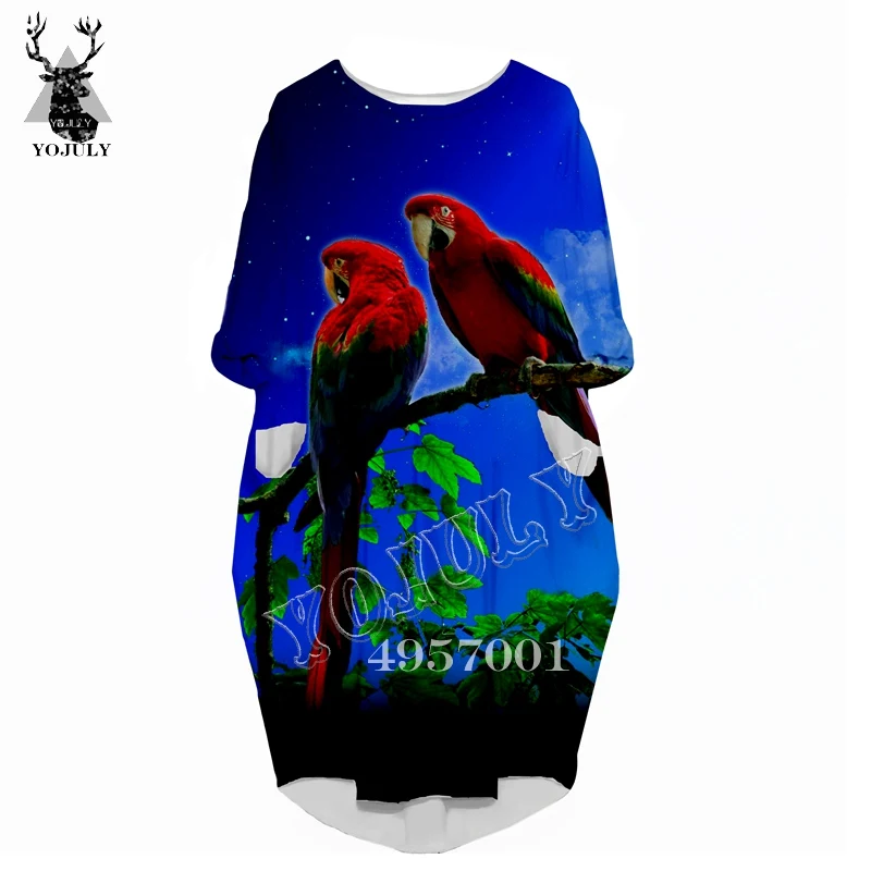 YOJULY женская одежда платье с длинным рукавом животное птица попугай 3D печатных Harajuku Женская мода повседневное Забавное платье одежда V8 - Цвет: 10
