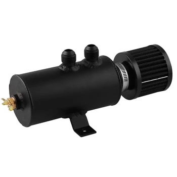

New Black Aluminium Alloy Baffled Engine Oil Catch Can 2X An10 Twin Port Breather Filter