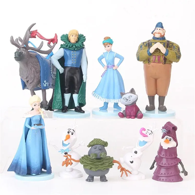 

10pcs/set New ice and snow 2 model toy Elsa Queen Anna Princess Snow Bao Prince decoration ornaments