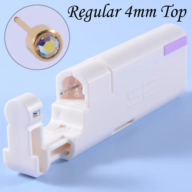 2PCS Ear Nail Gun Disposable Aseptic Household Ear Piercing Gun Portable Ear Piercing Gun Group Sterilized Ear Piercing Unit Pair Gold AB