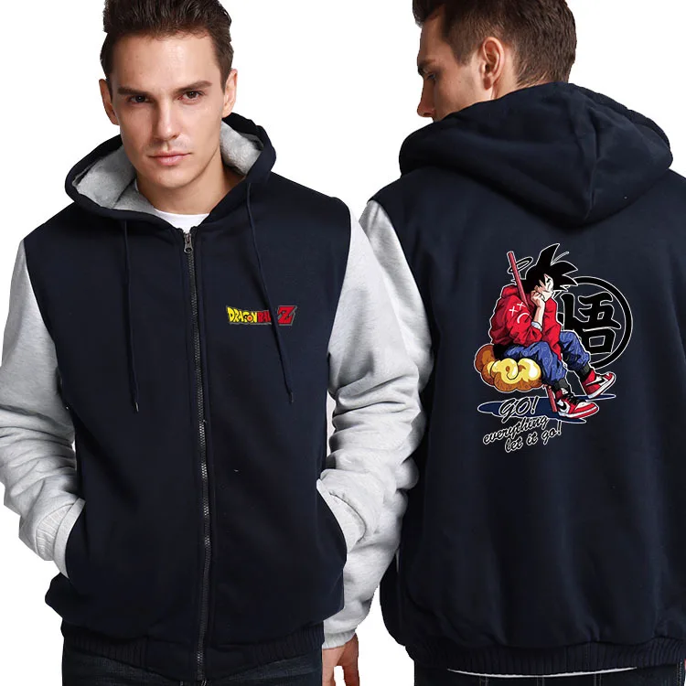 New Arrival Hoodies& Sweatshirts Anime Dragon ball Thick Hoodie Son Goku Sun Wukong Winter Tracksuit Fleece Mens
