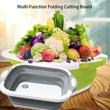 3 in 1 Kitchen Chopping Block Foldable Cutting Board Kitchen Chopping Boards Washing Basket Kitchen Organizer coupe Colander New nordic style beech wooden chopping block bread dessert tray non slip cutting board storage organizer kitchen tool for cakes