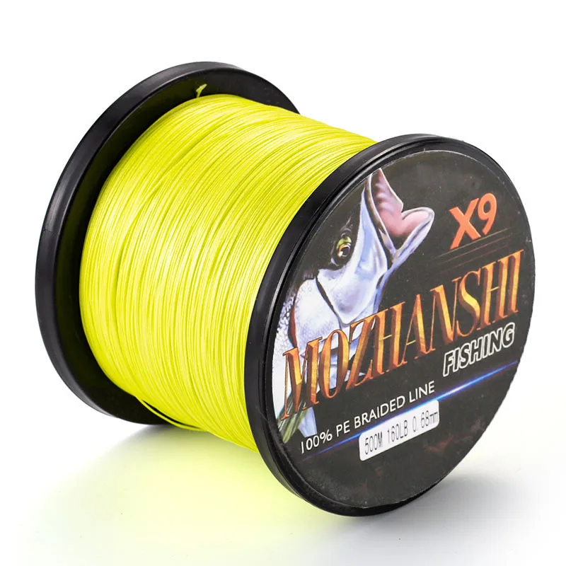 FLUOROSCENT YELLOW MOZHANSHI 9 нитей 300 м ПЭ многофиламентная плетеная леска проволока 15-310LB - Цвет: FLUOROSCENT YELLOW