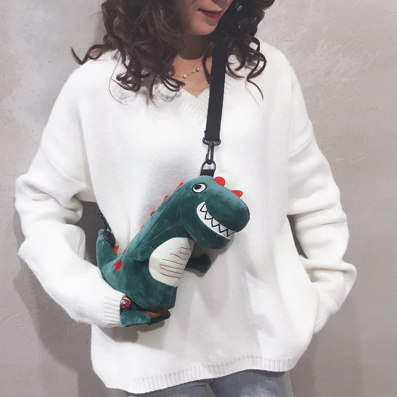 

Cartoon Dinosaur Small Bag Women's 2019 New Style Japanese-style Cute mao rong bao Versatile Shoulder Bag Funny Animal Bag