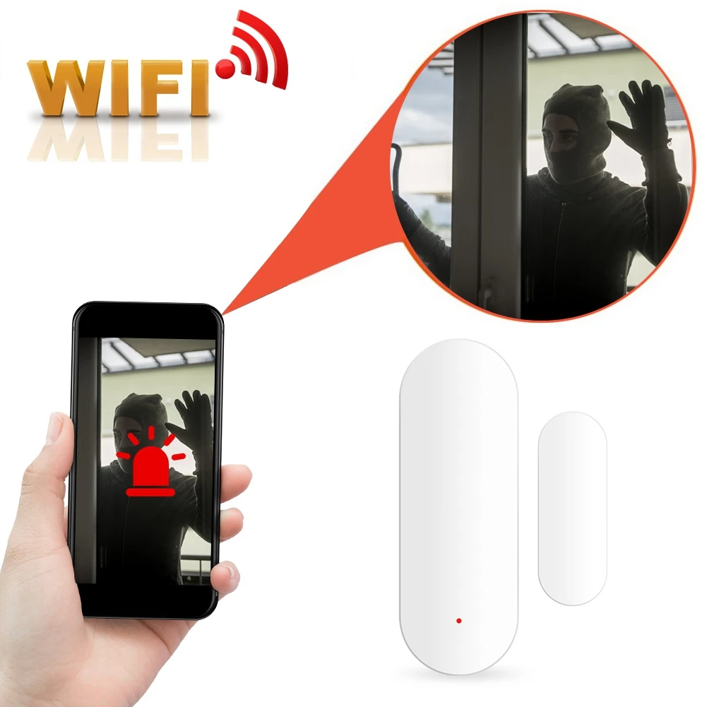 Датчик окна Беспроводной смарт WiFi двери магнитные полосы детекторы Голосовое управление 2,4G с клейкой наклейкой