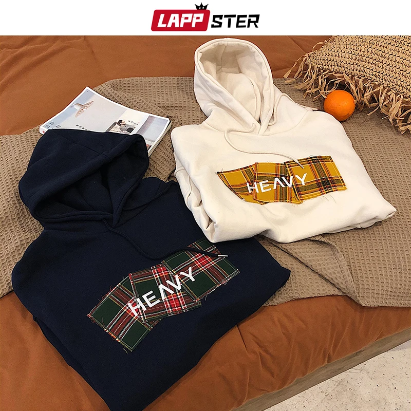 LAPPSTER Мужская Уличная Harajuku толстовки с капюшоном Кофты негабаритных мужчин s плед худи в стиле пэчворк корейская мода Толстовка XL