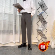 Winter Plus Velvet Thick Suit Pants Men Warmth Fashion Society Mens Dress Pants Korean Loose Straight Casual Pants Mens Trousers